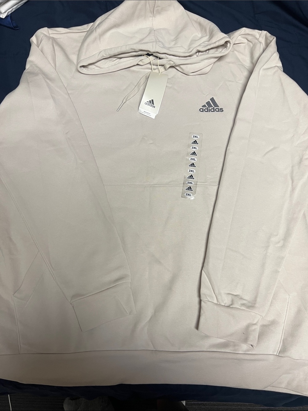 adidas Men's Light Beige Pullover Hoodie with Logo